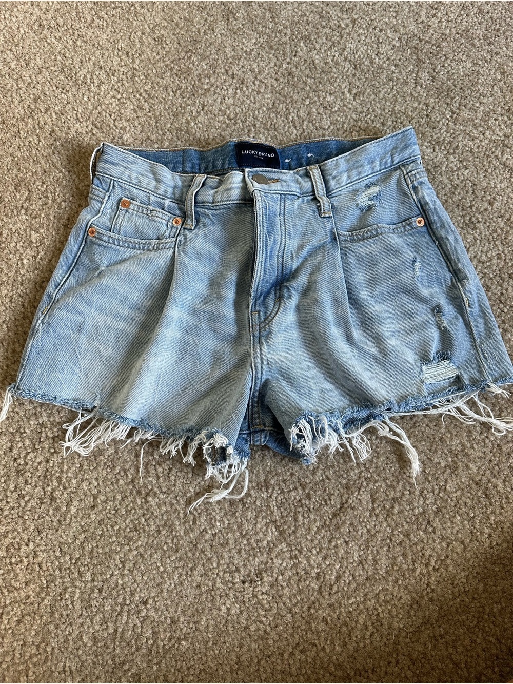 Lucky Brand Light Wash Frayed Hem Denim Shorts